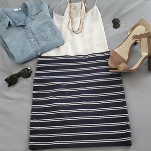 Striped textured pull on mini skirt